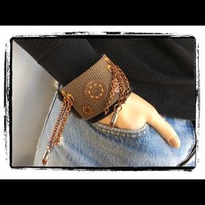 🇺🇸 BROWN COPPER CHAIN BULLET BRACELET CUFF 🇺🇸